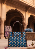 Blue Leather Tote