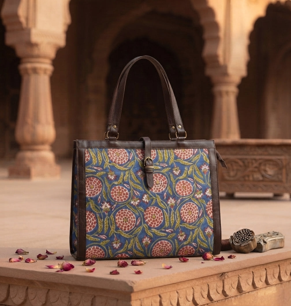 (Pre order) Floral pink and blue tote