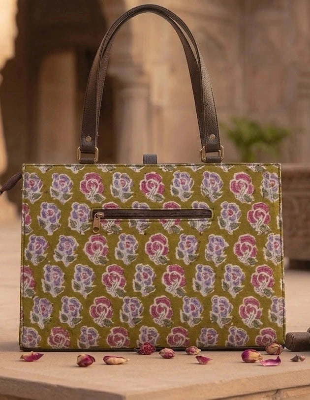 Olive Rose Floral Office Tote